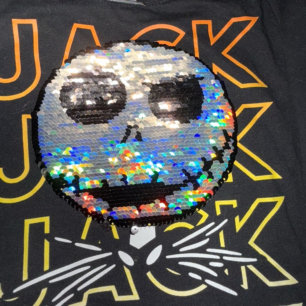 Disney Black Long Sleeve Tee with Sequin Jack Skellington